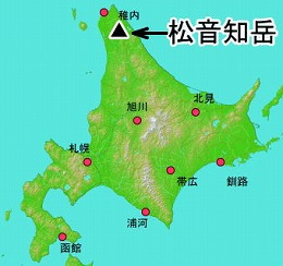 松音知岳位置の地図