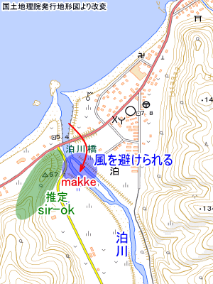 大平川河口付近の地図