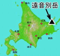 遠音別岳の位置の地図
