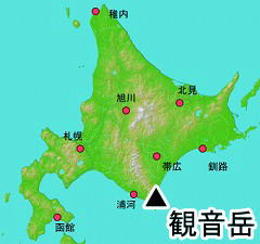 観音岳の位置の地図