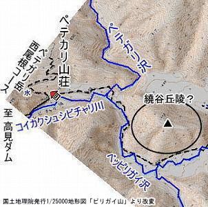 ペテカリ山荘と神威山荘の間の地図1
