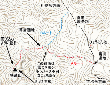 稜線付近の地図