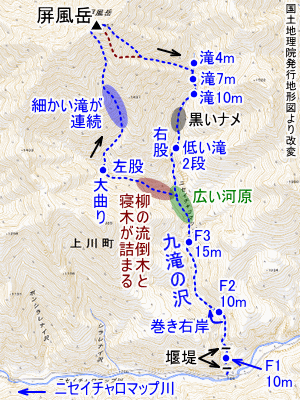 九滝の沢の地図