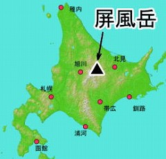 屏風岳の位置の地図