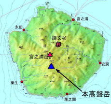 本高盤岳の位置の地図