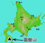 函館山の位置の地図