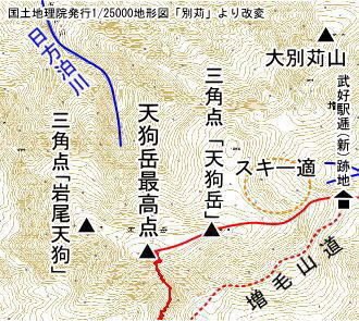 天狗岳の地図２