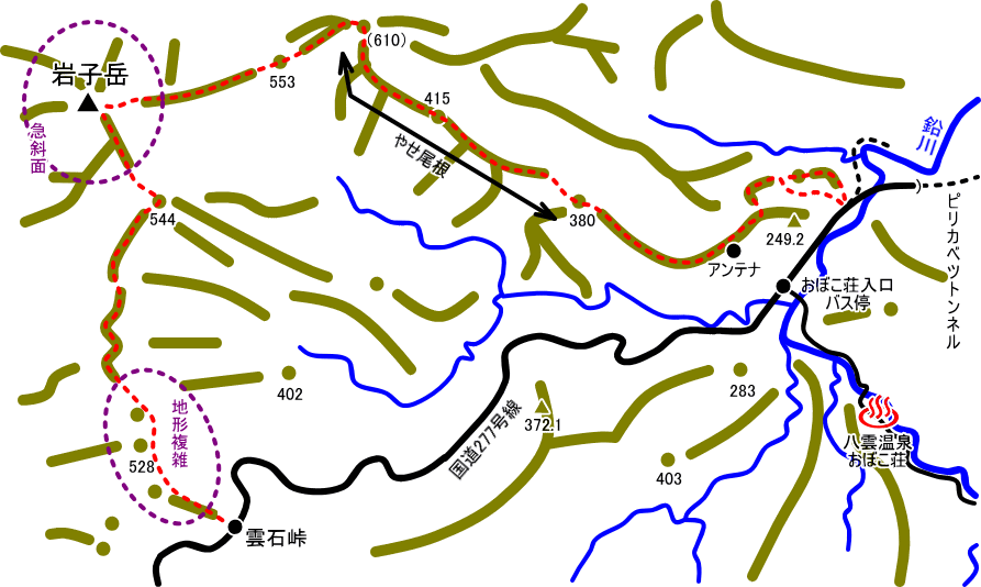 岩子岳の地図