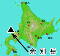 余別岳の位置の地図