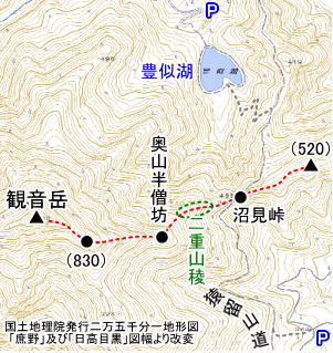 観音岳の地図