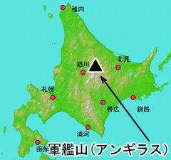 軍艦山の位置の地図