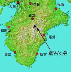 稲村ヶ岳の位置の地図