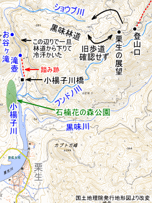 栗生・黒味林道の地図